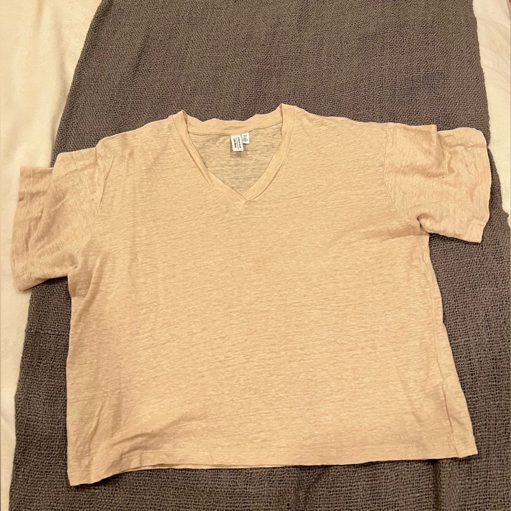 Linen Boxy Short Sleeve Crop Top from & Other Stories